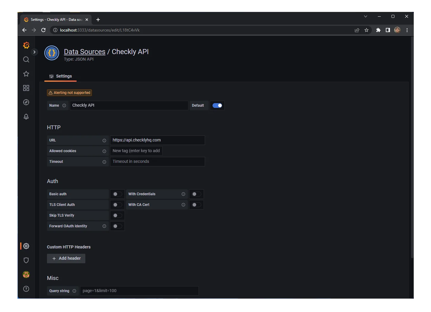 grafana data source creation