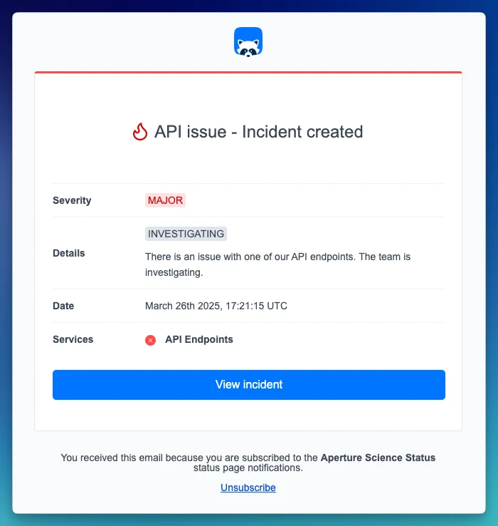 Example notification