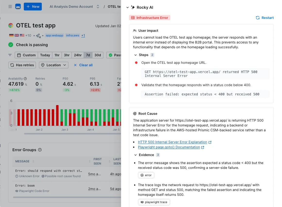 Light mode Rocky AI Root Cause Analysis