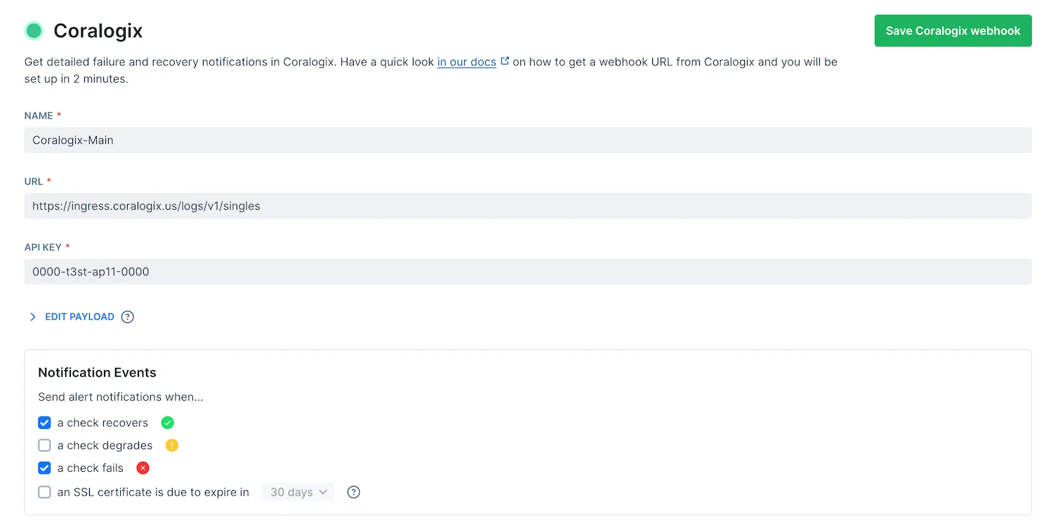 coralogix integration step 4