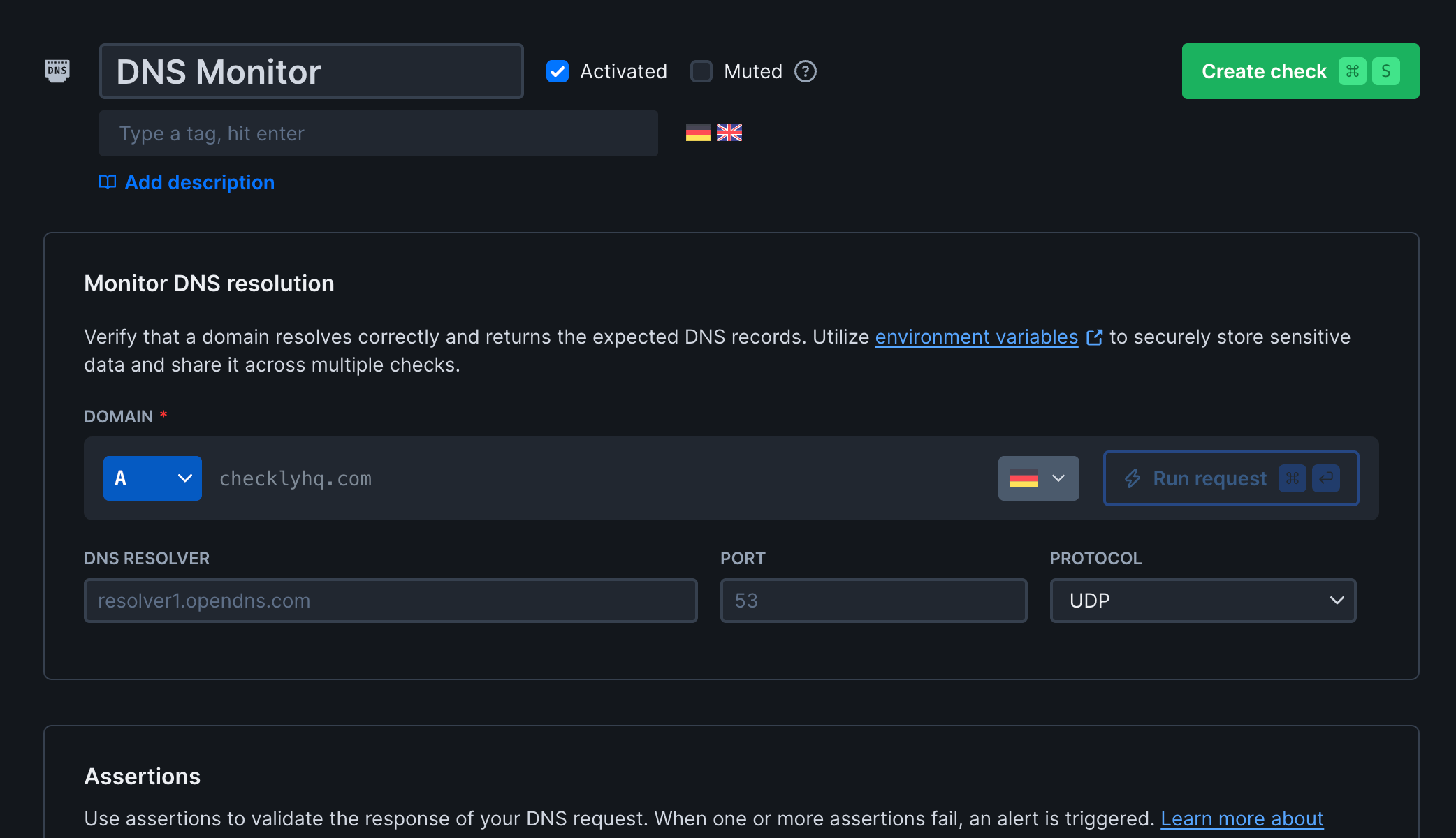 DNS monitor overview