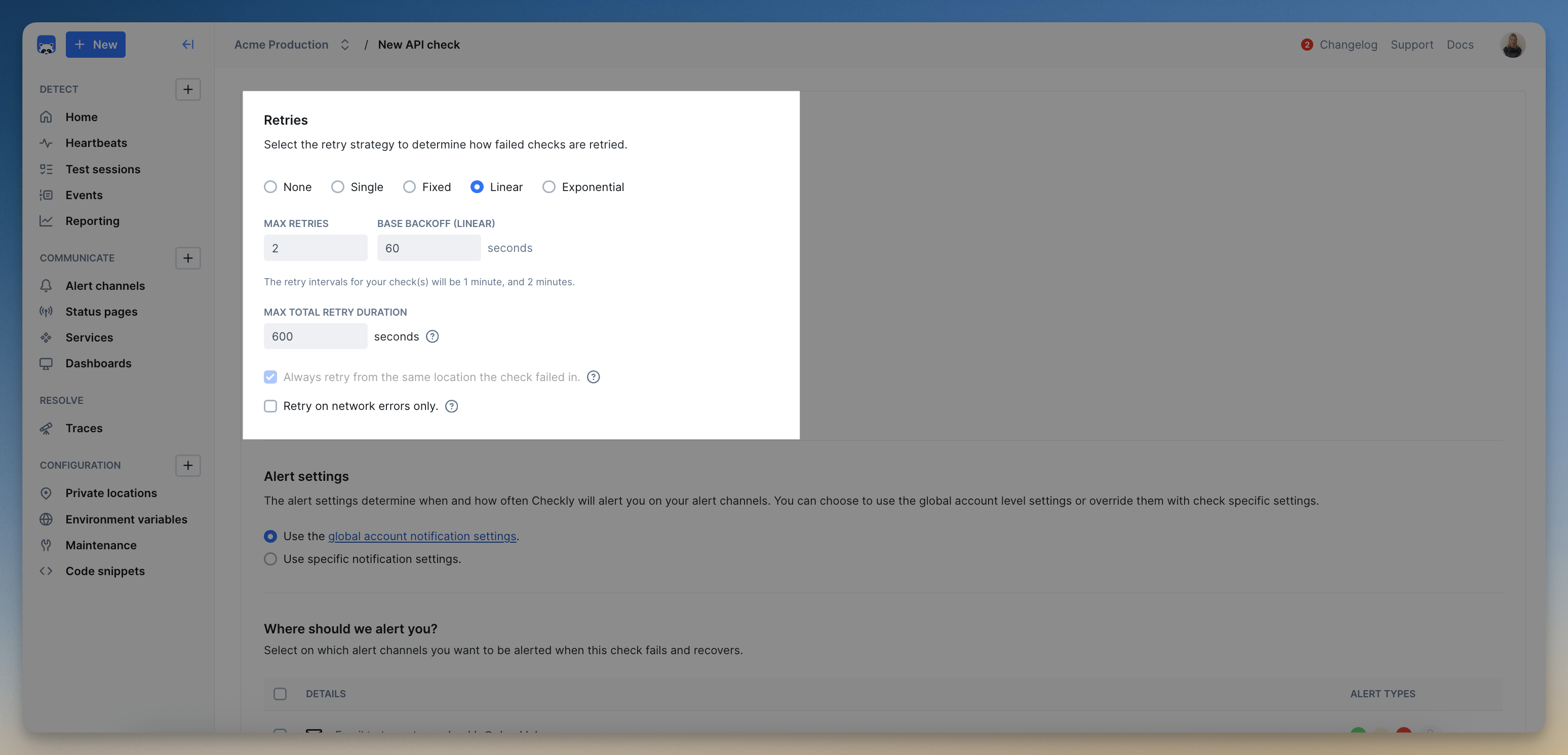 configure retry strategy