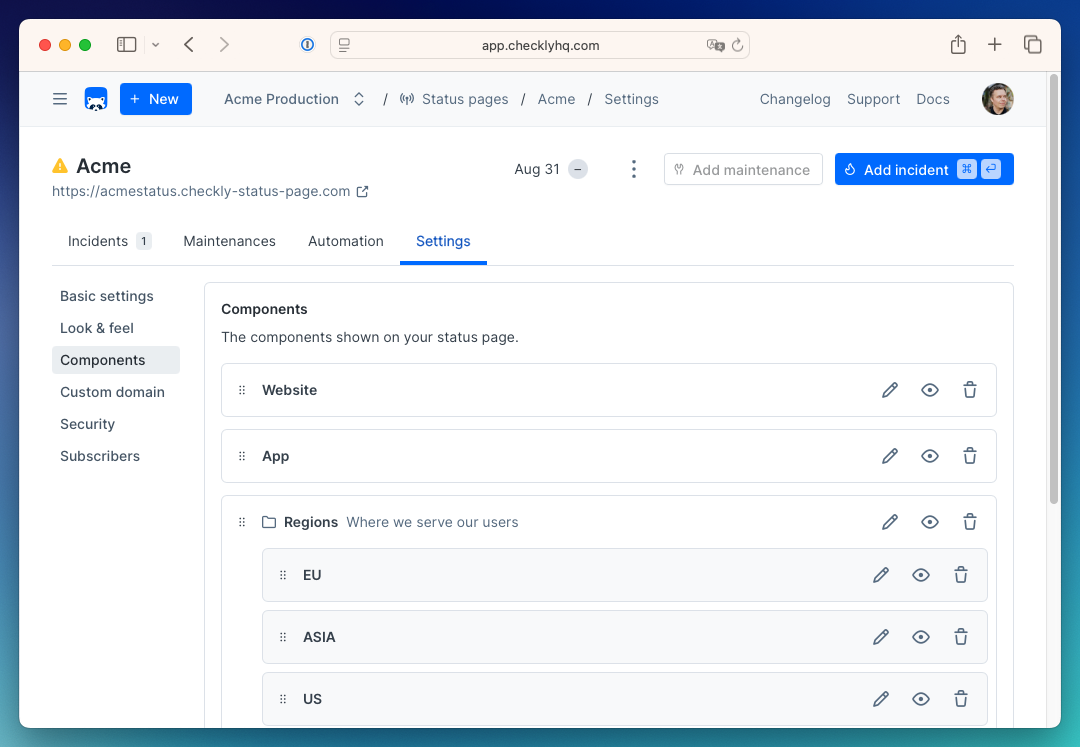 Component editor