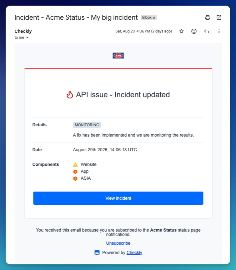 Example notification