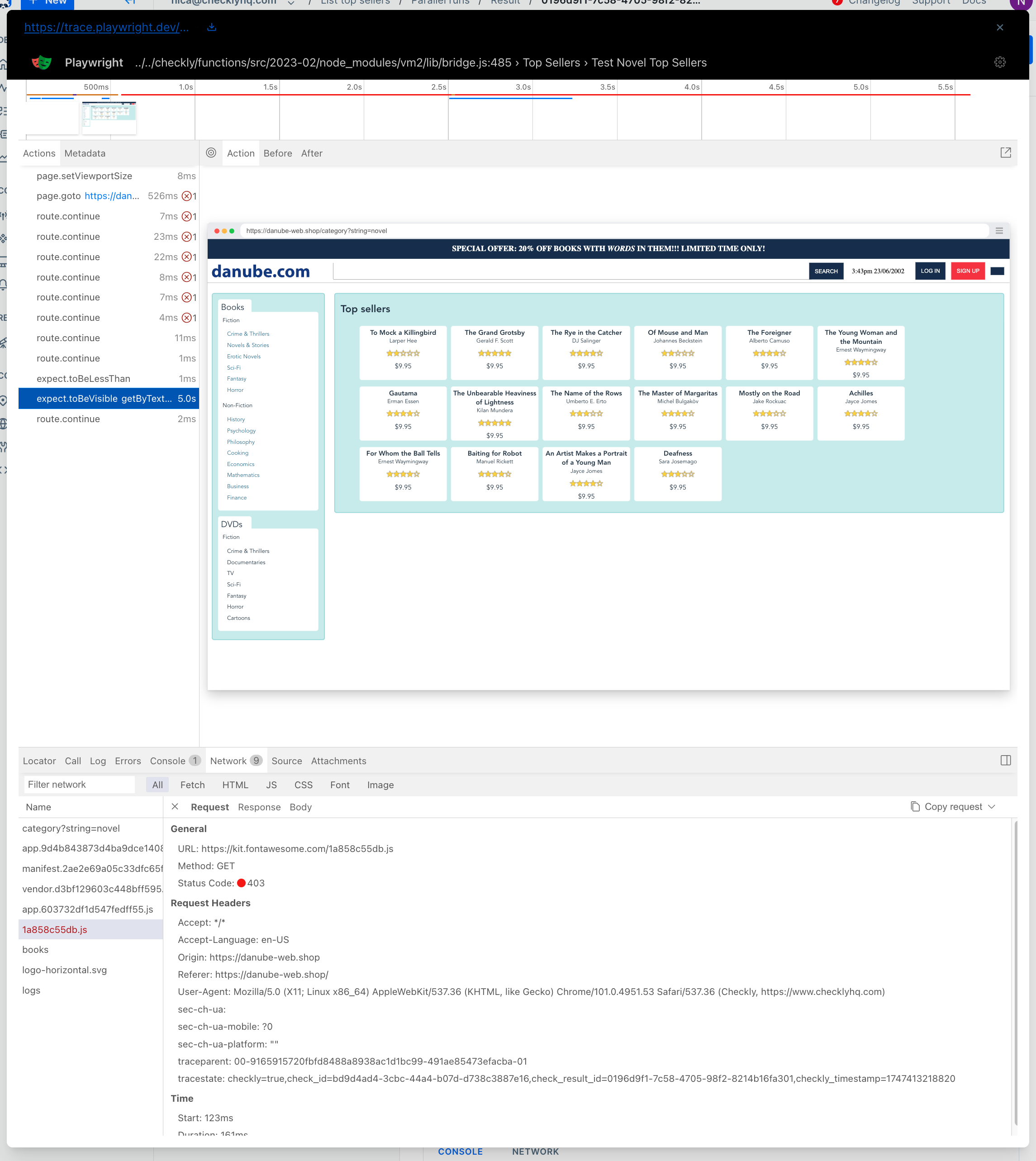 a Checkly dashboard