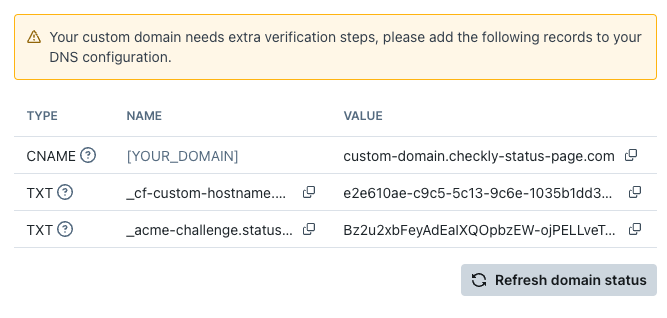 Example custom domain TXT configuration