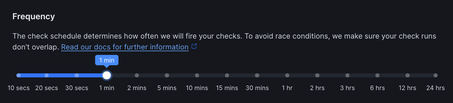 TCP monitor frequency selection interface