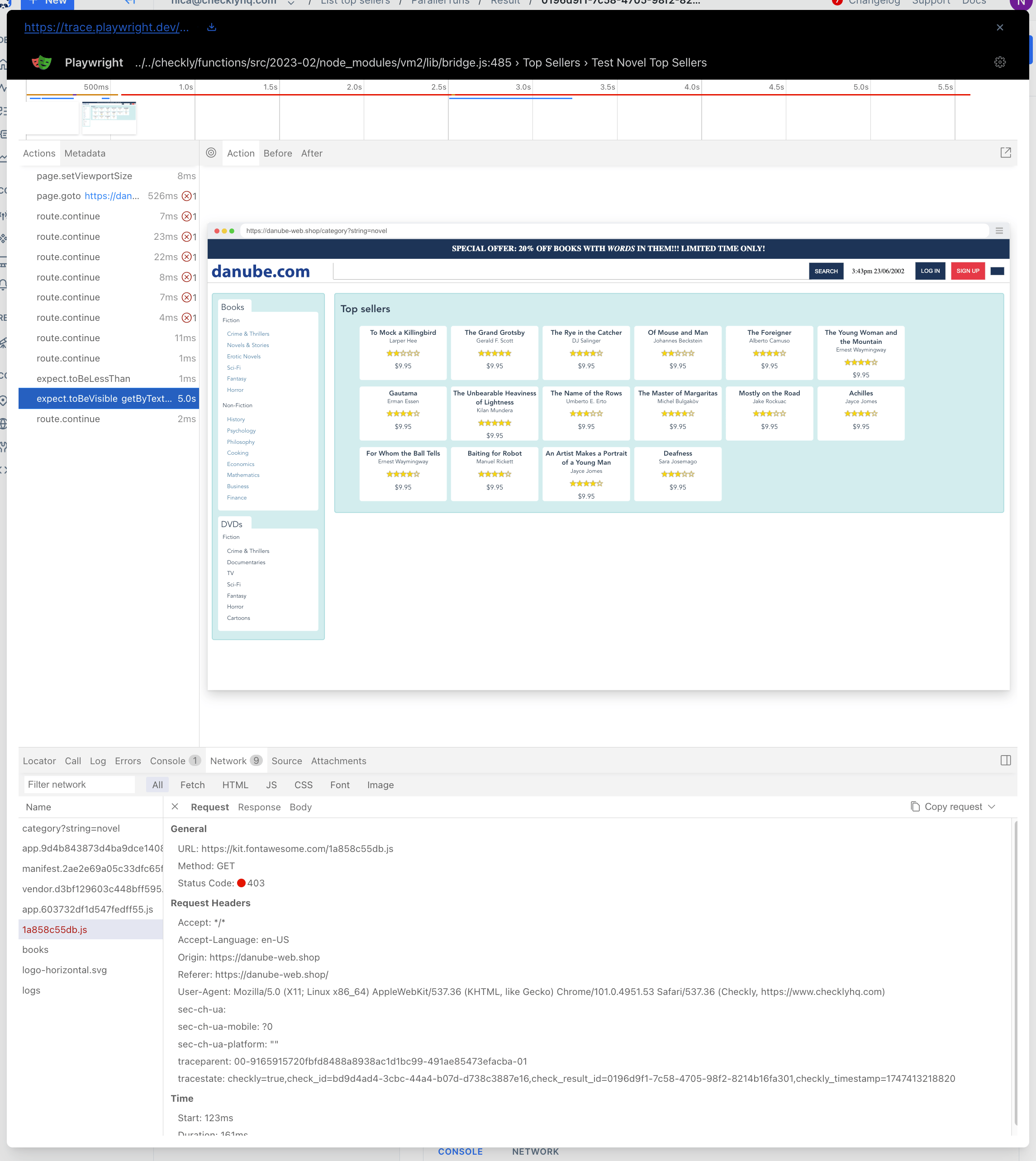 a Checkly dashboard