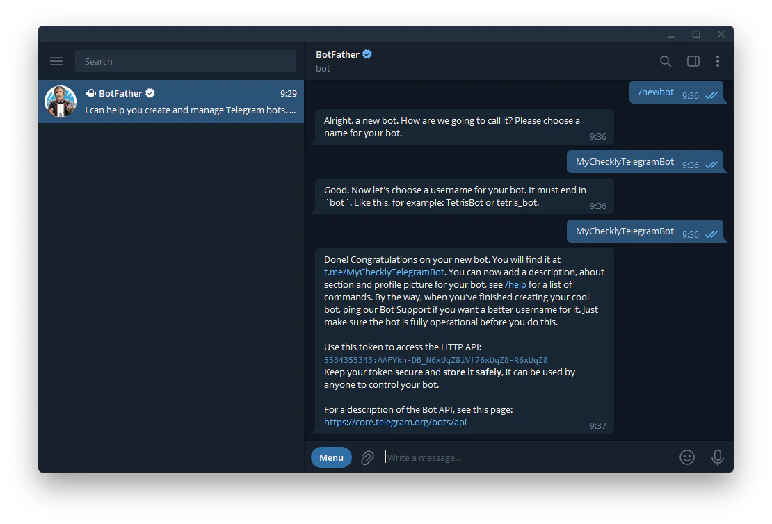 setup checkly telegram_bot step 1