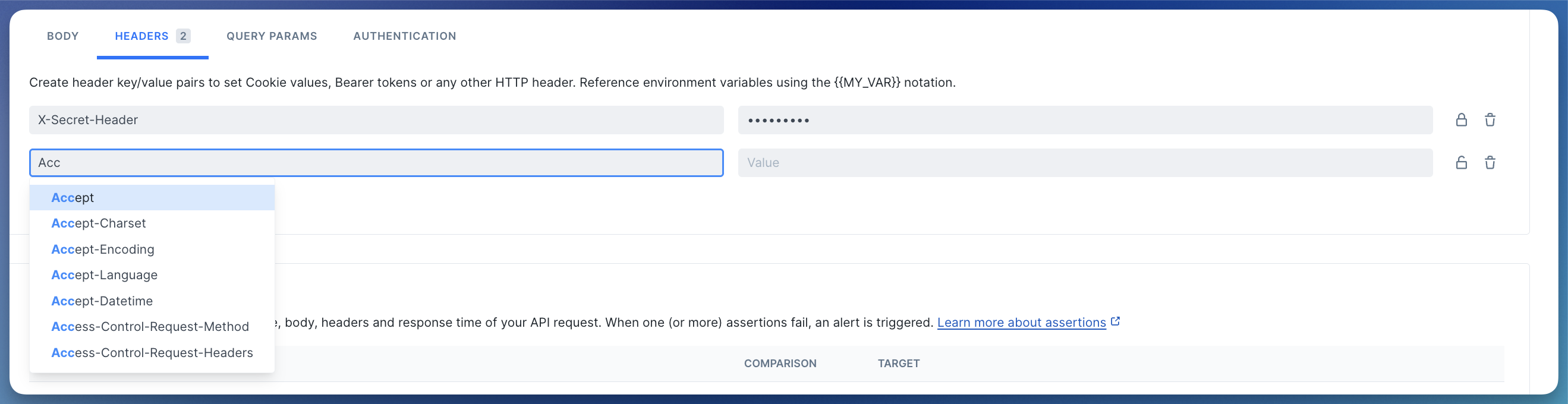 api monitoring HTTP headers
