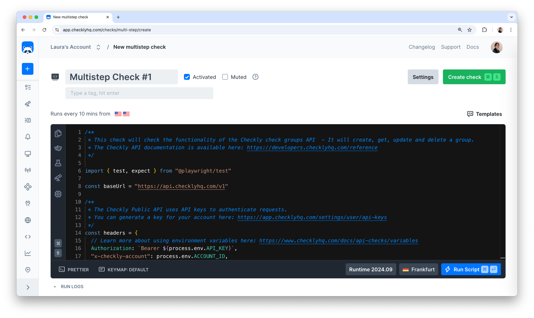 Multistep check edit page