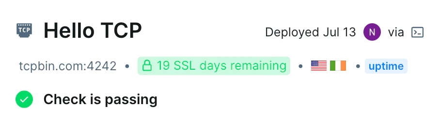 A TCP check dashboard