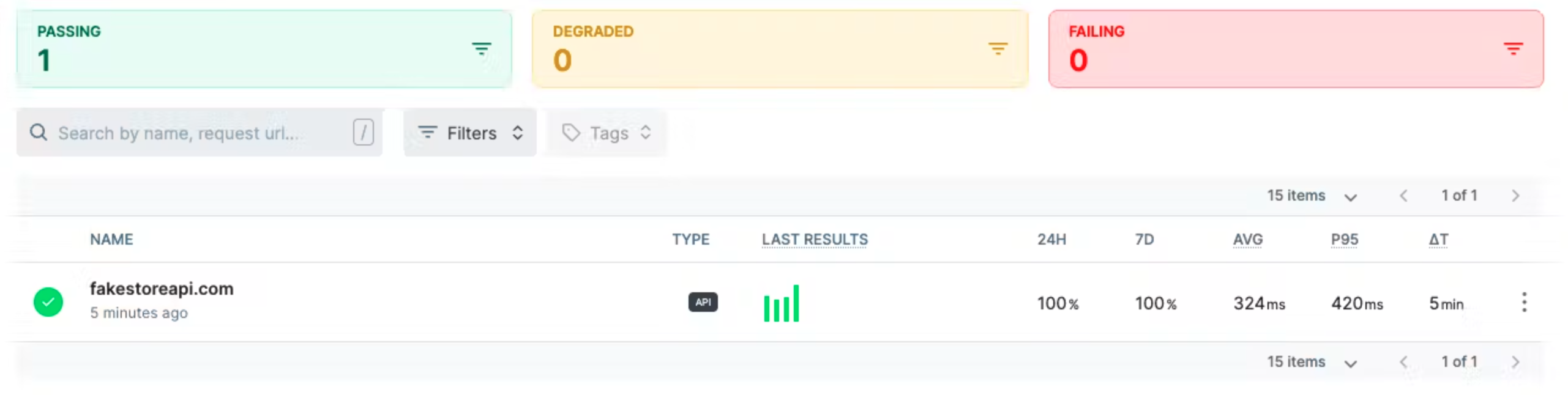 the Checkly interface