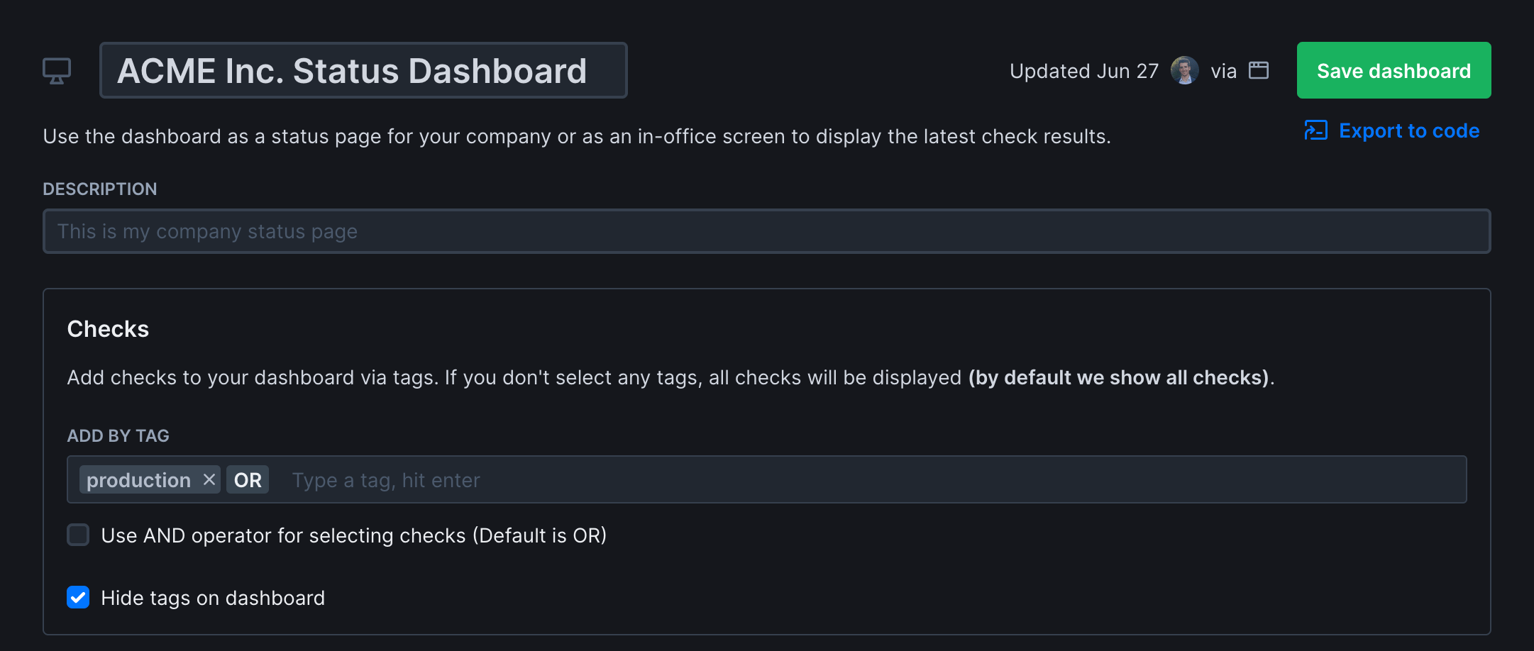Dark mode interface