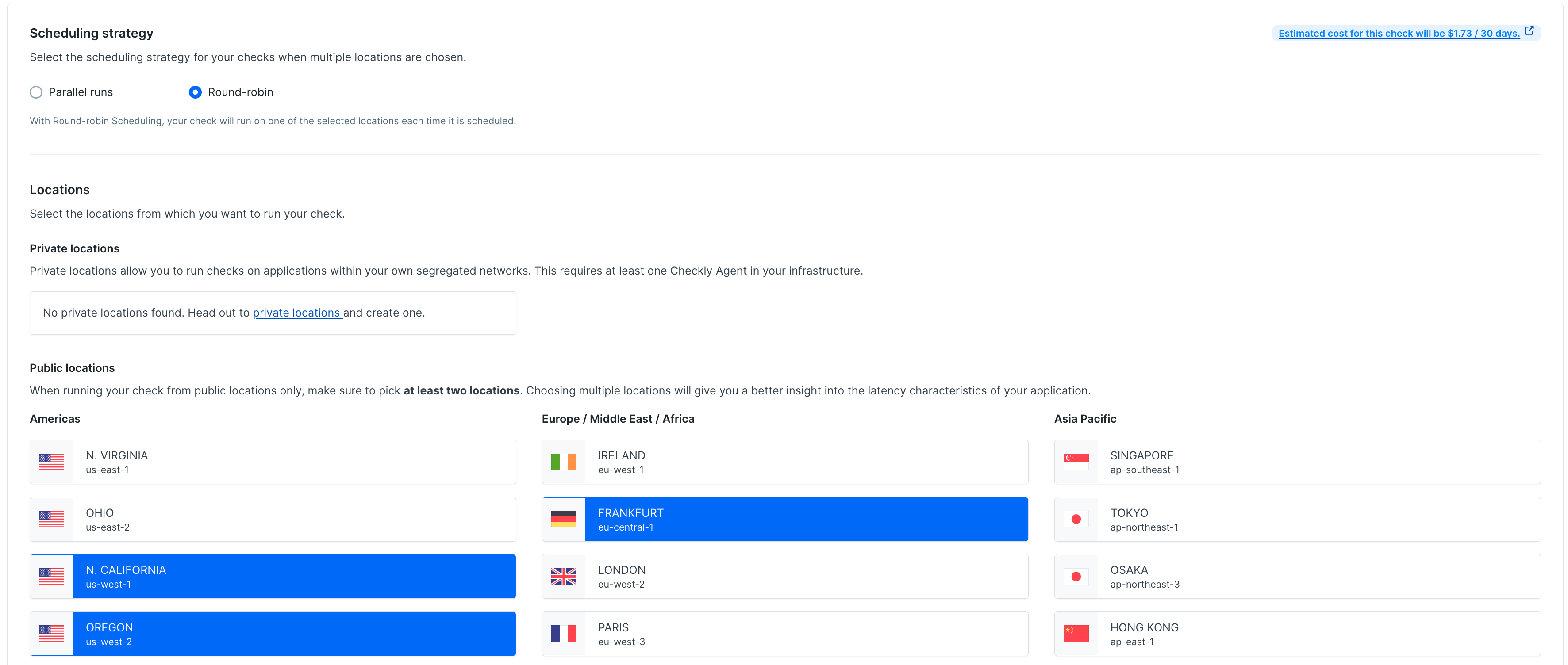 the Checkly interface