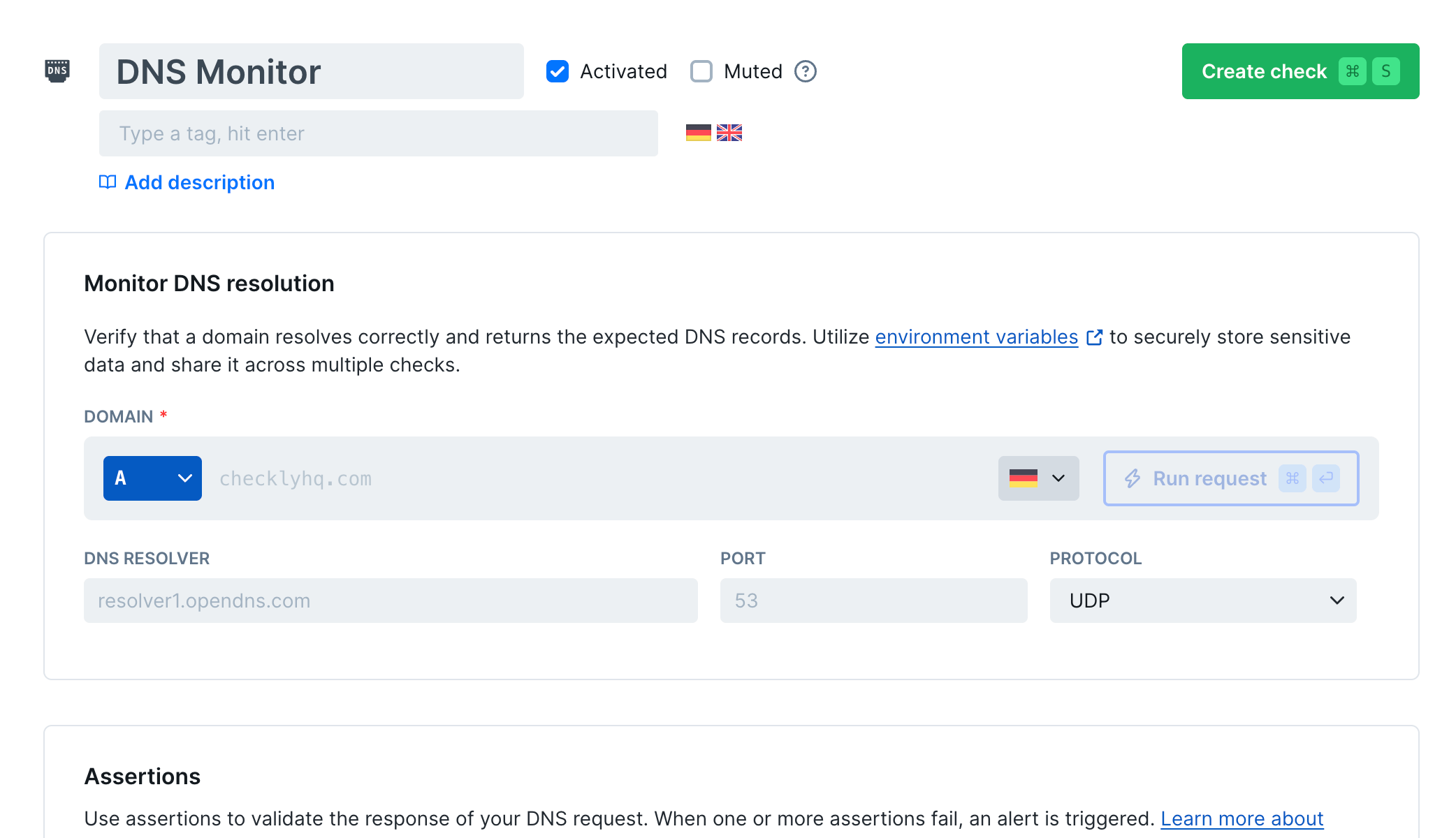 DNS monitor overview