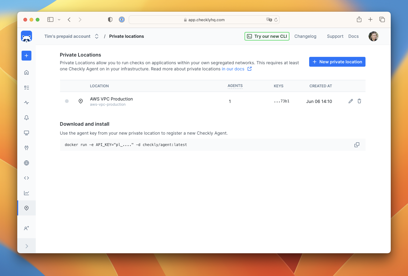 Verify that your Checkly Agent is connected and running