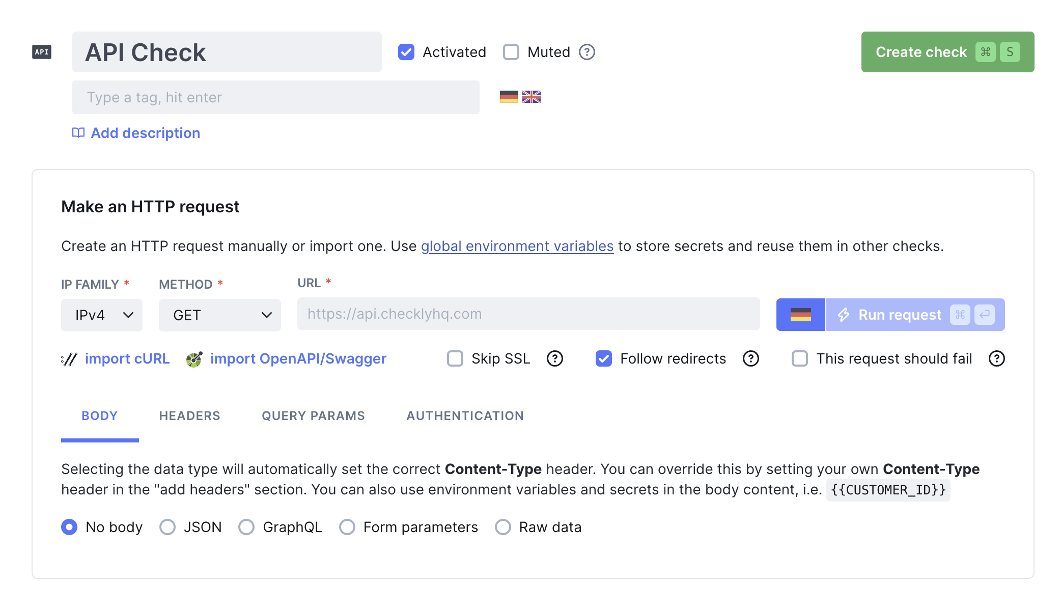 API check overview