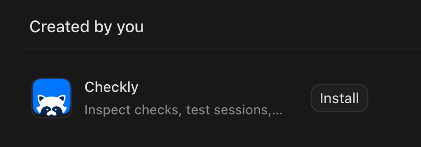 The Checkly plugin listed in the plugin directory with an install button
