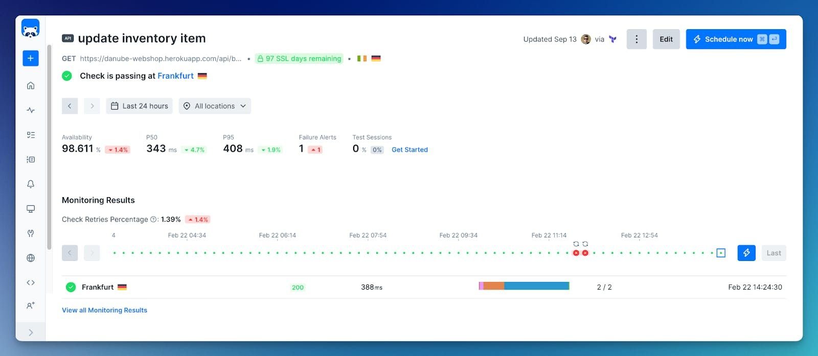 a checkly dashboard