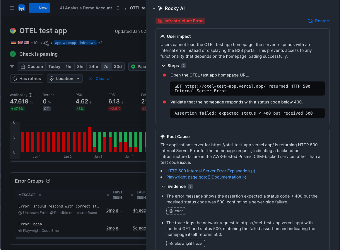 Light mode Rocky AI Root Cause Analysis