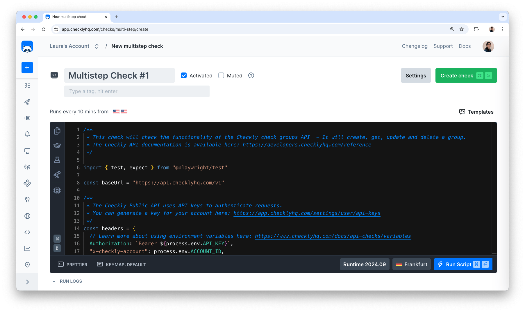 Multistep check edit page