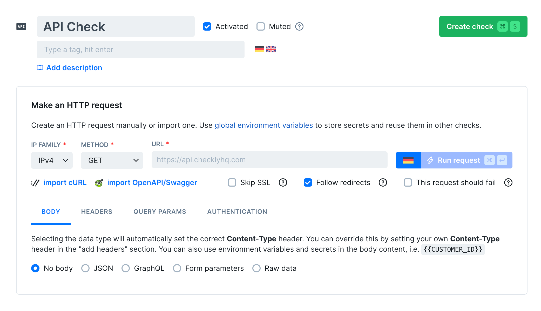 API check overview