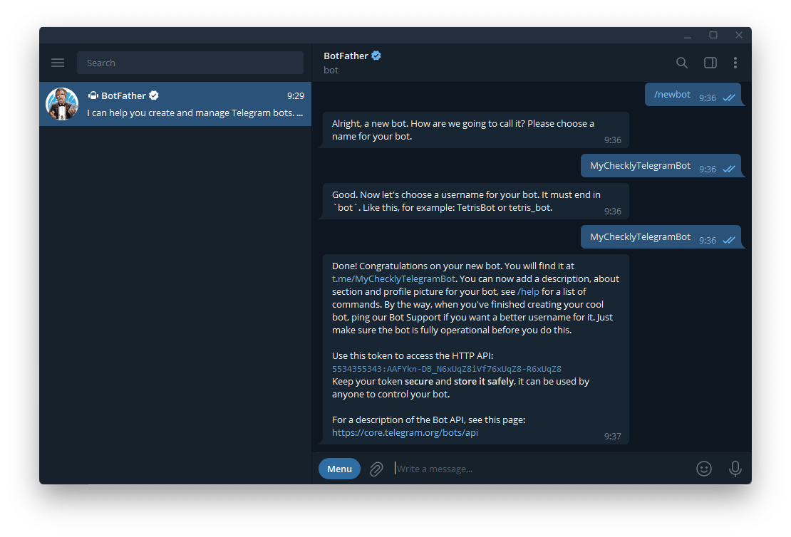 setup checkly telegram_bot step 1