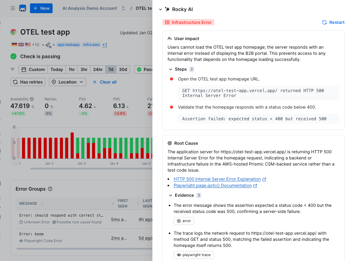 Light mode Rocky AI Root Cause Analysis