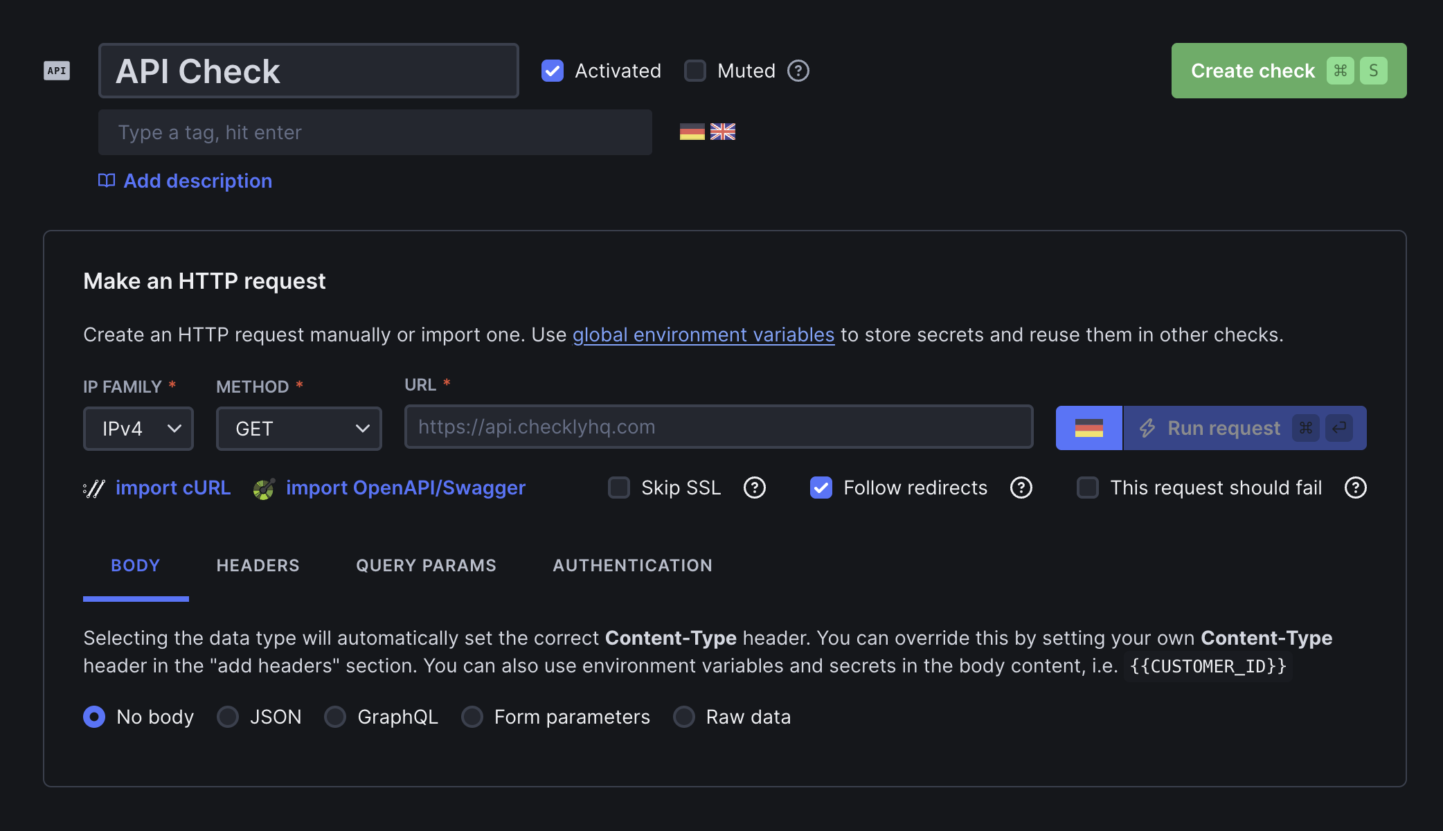 API check overview