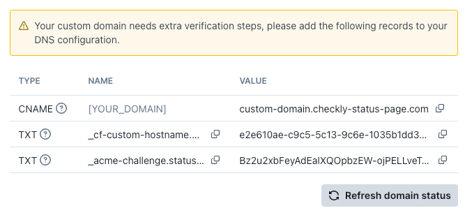 Example custom domain TXT configuration