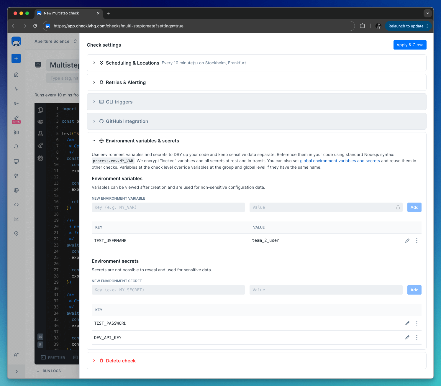 check environment variables