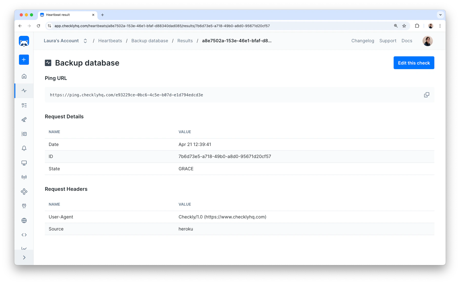 Using the Heartbeat monitor results view