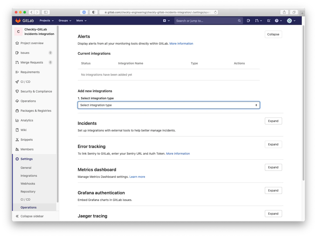 setup checkly gitlab_integration step 1
