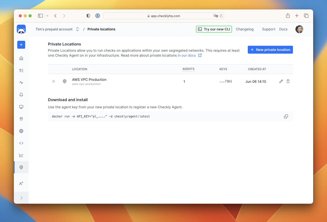 Verify that your Checkly Agent is connected and running