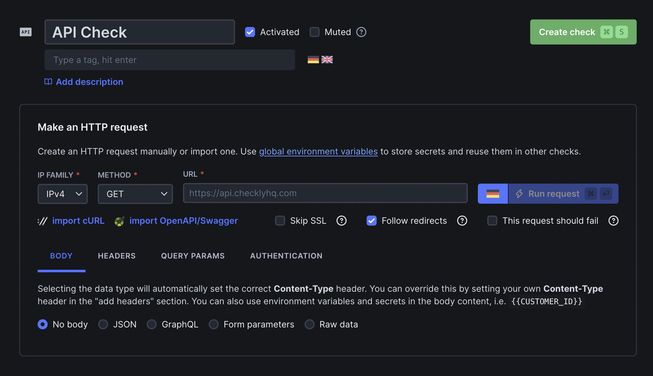 API check overview