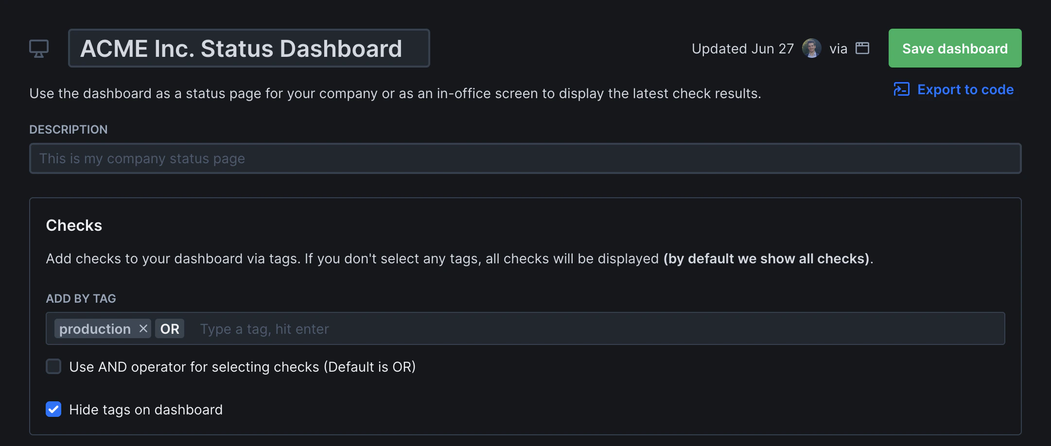 Dark mode interface