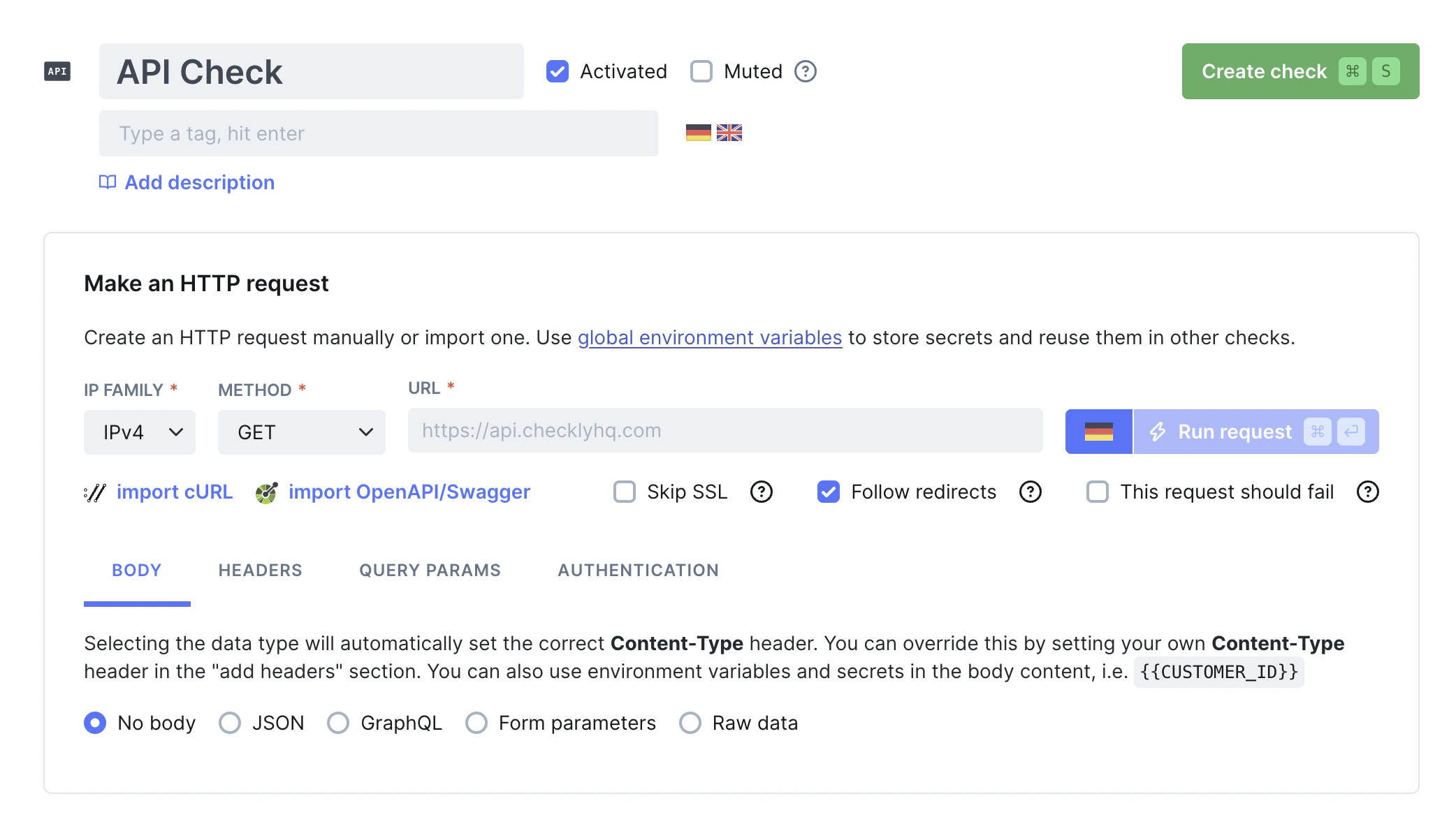 API check overview