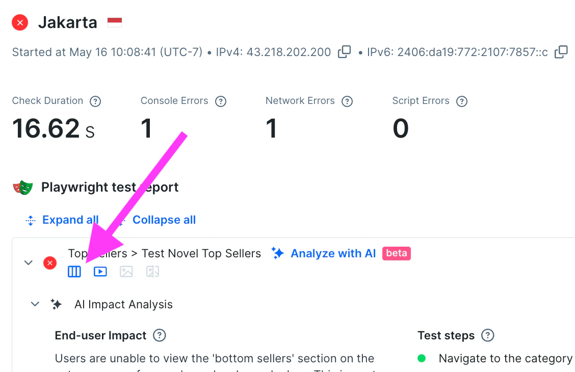 a Checkly dashboard