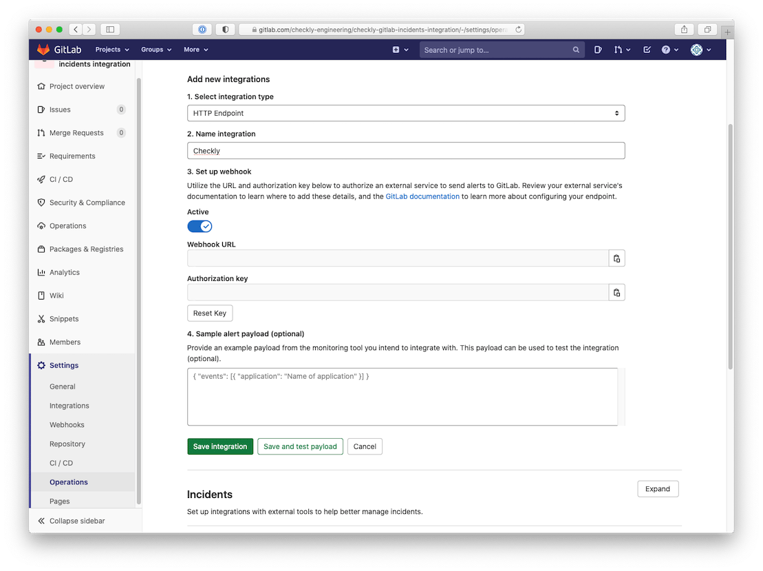 setup checkly gitlab integration step 2