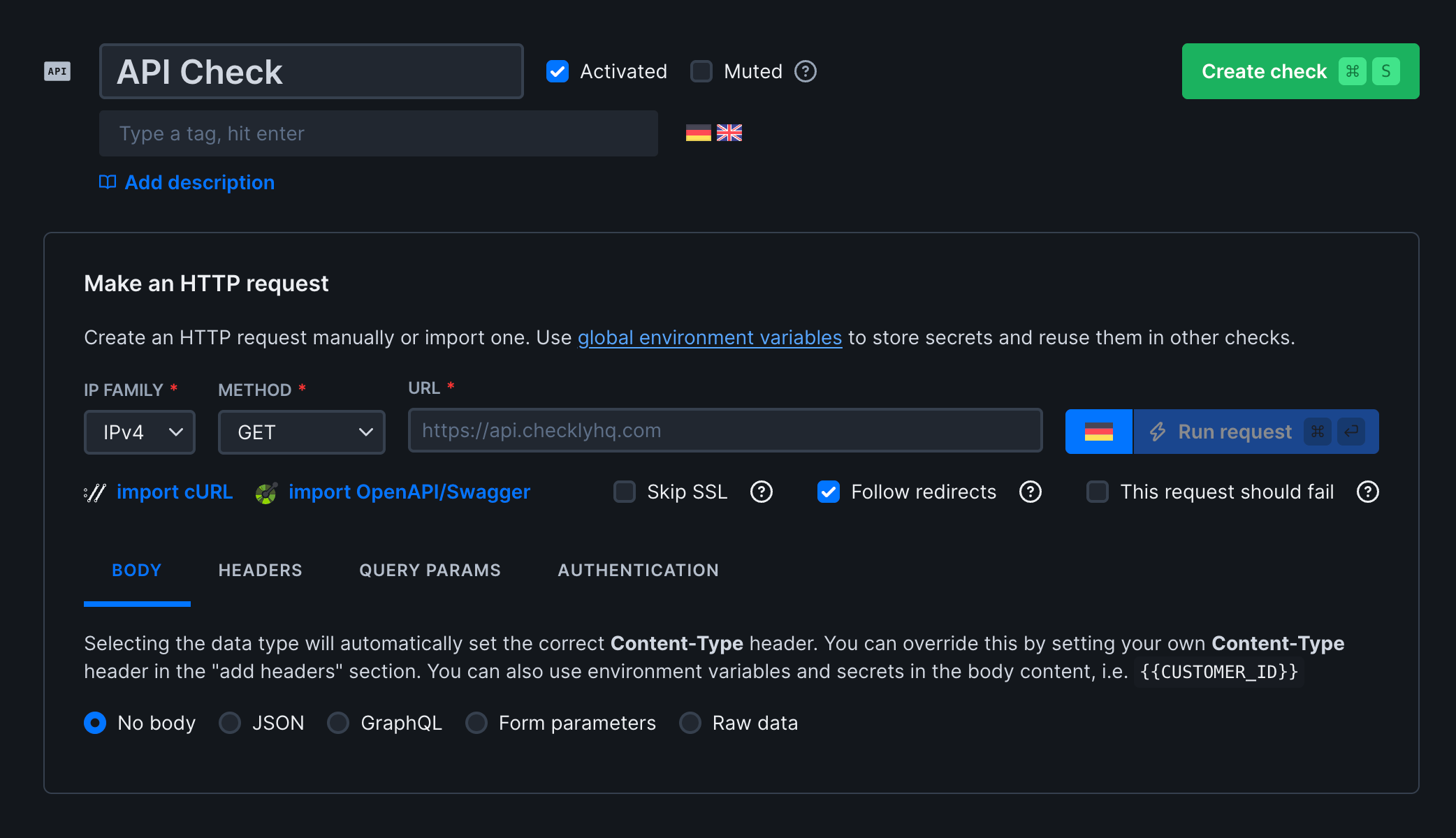 API check overview