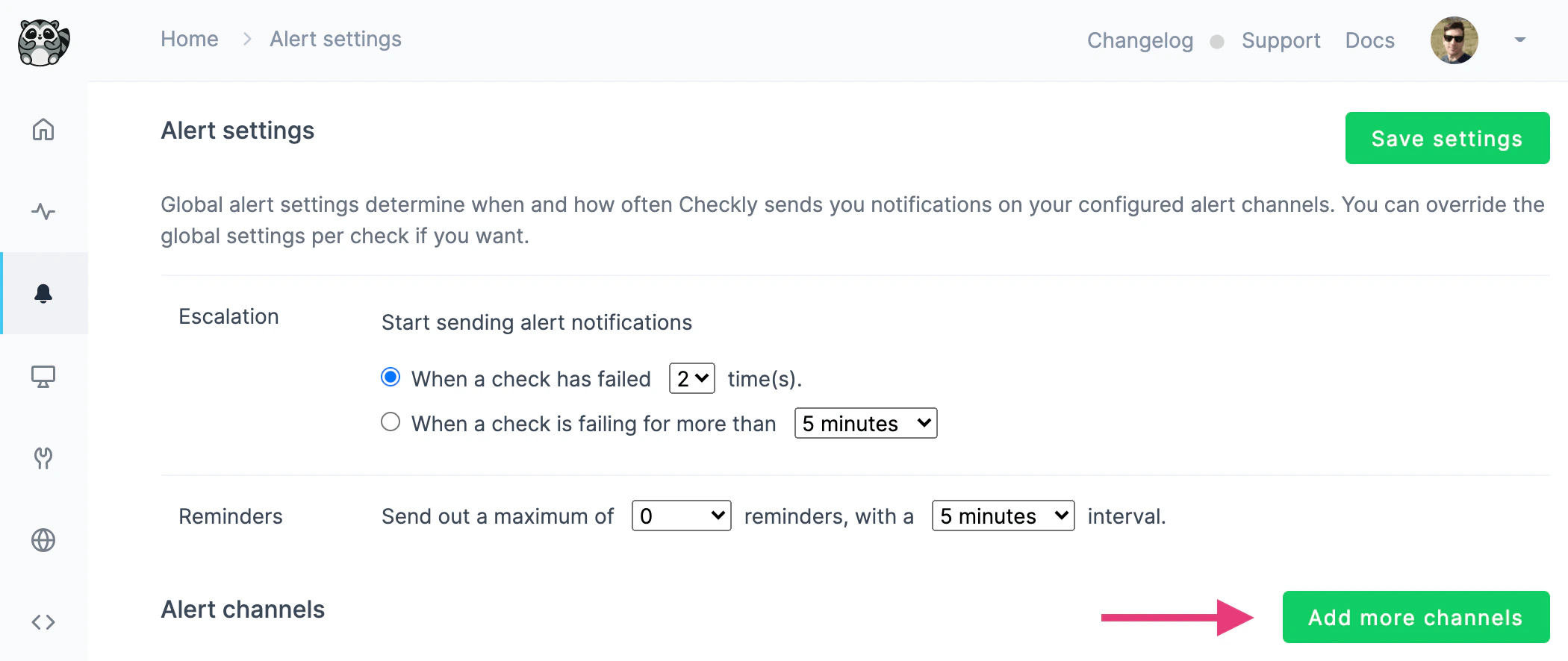 checkly create alert