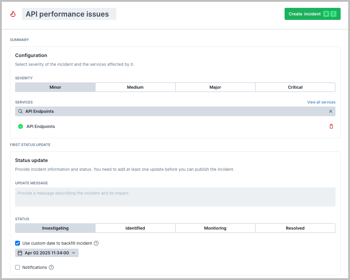 Incident backfilling