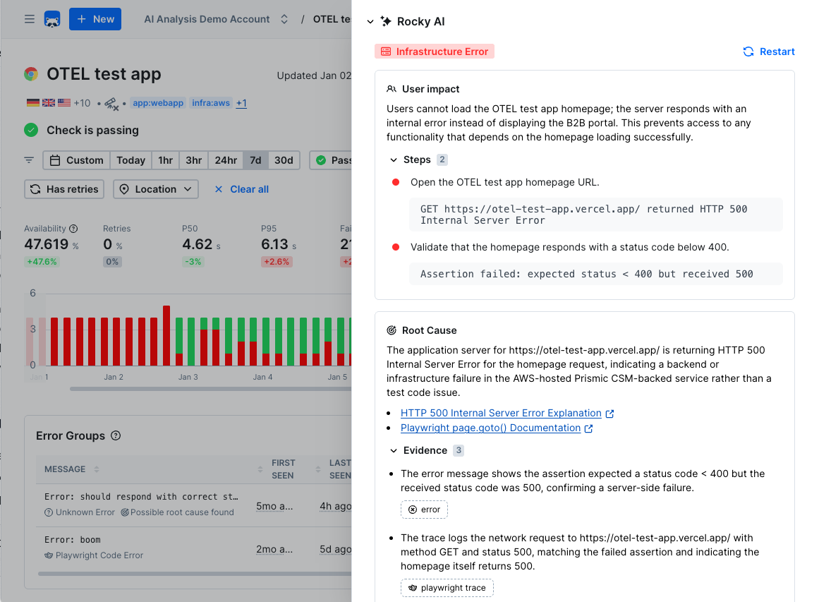 Light mode AI Root Cause Analysis