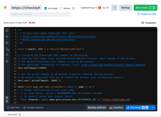 Creating A Browser Check - Checkly Docs