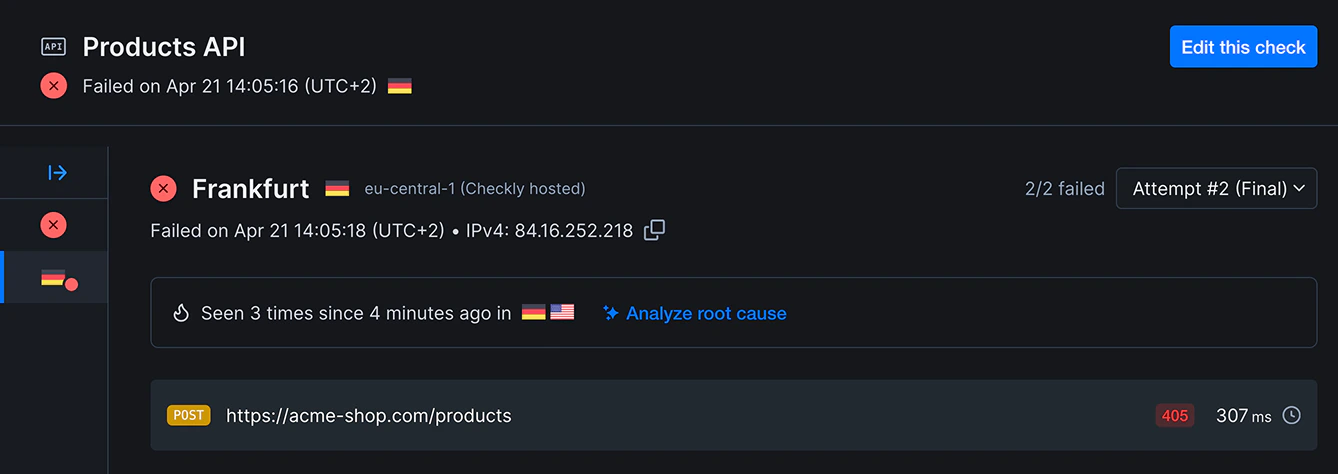 Dark mode Rocky AI Root Cause Analysis