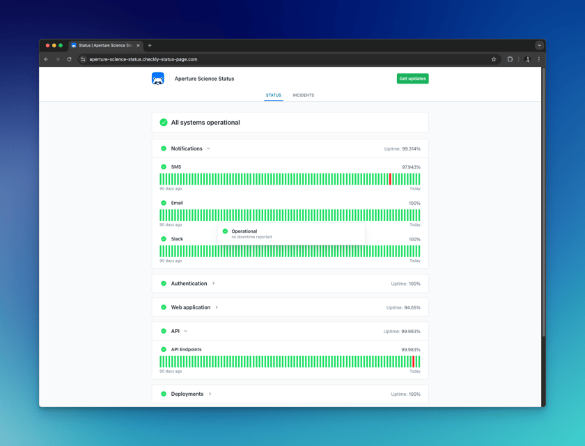 Core Status Status Pages Overview - Checkly Docs