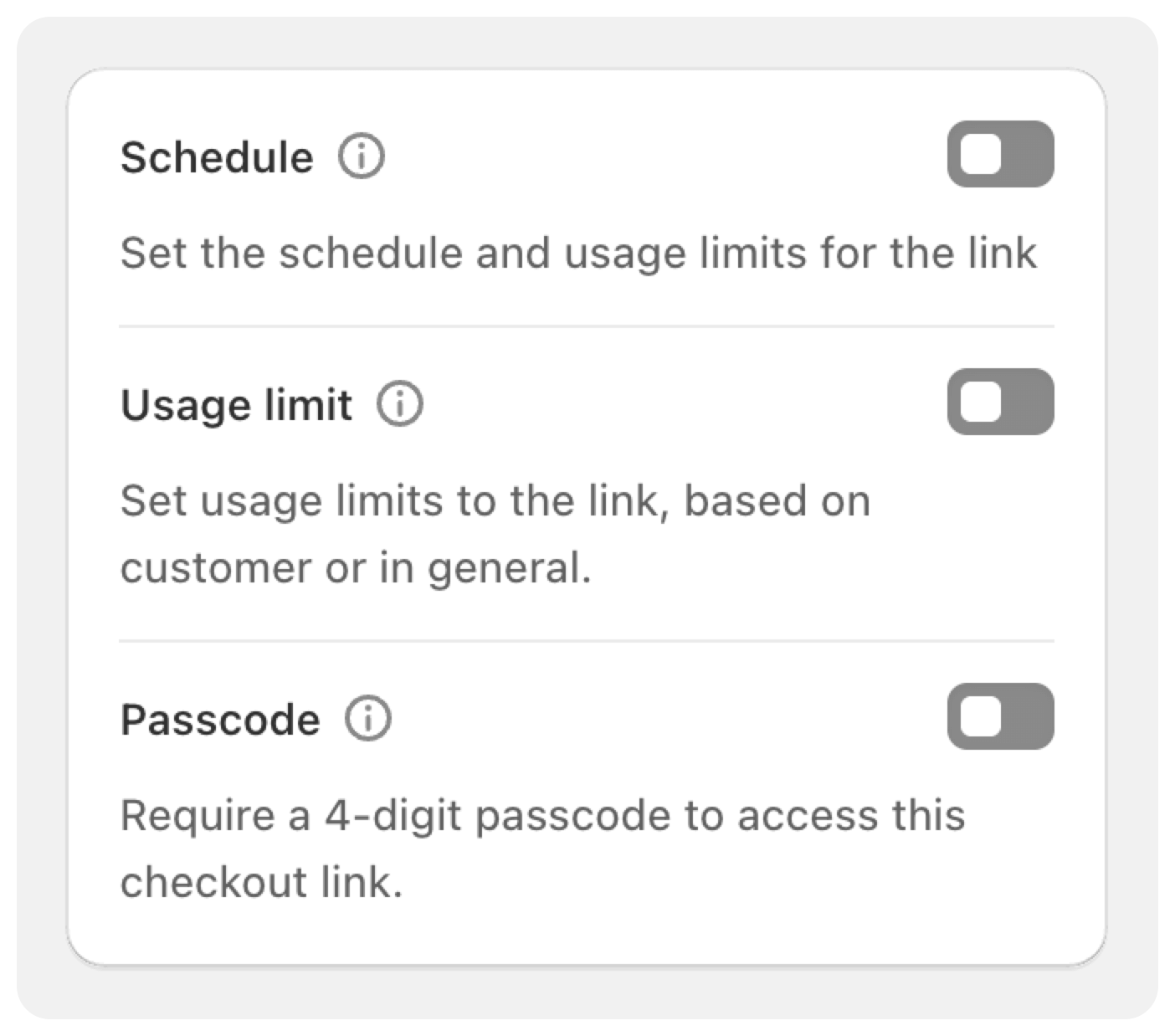Screenshot of the Schedule card UI with start and end times