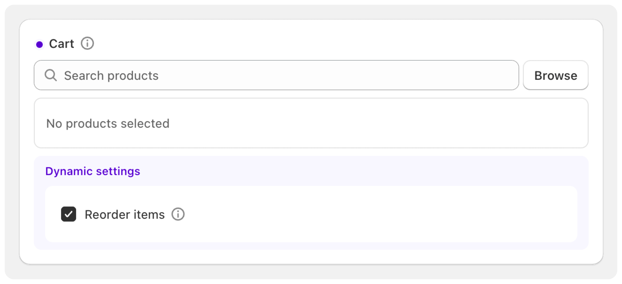 Screenshot of the Customer Dynamic Link card UI with customer parameter and reorder button