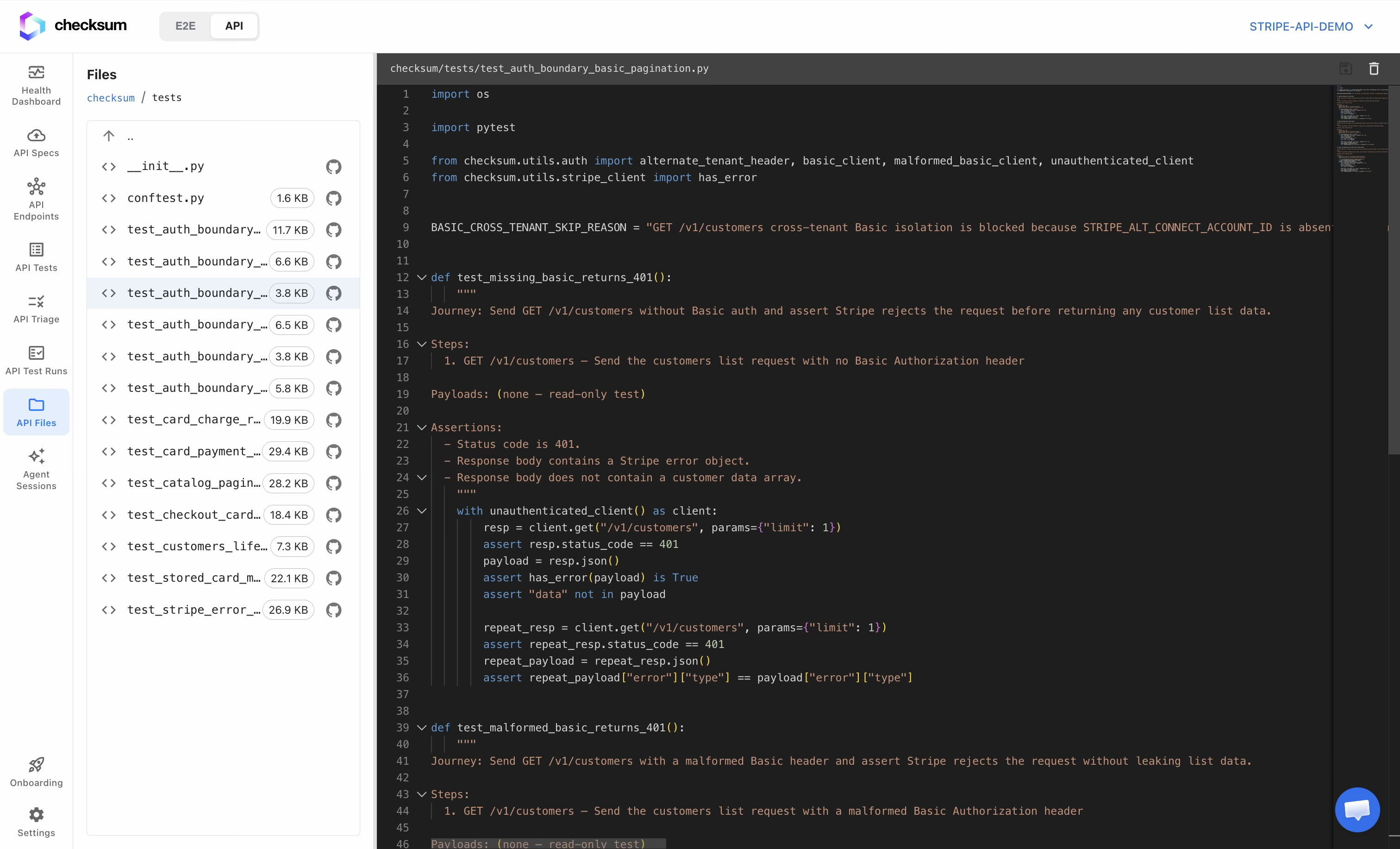 Editing a generated test file in API Files